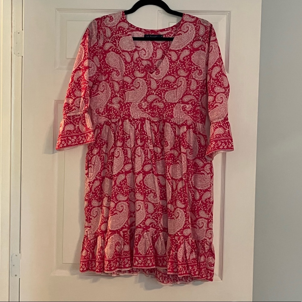 La Plage Dress In Hot Pink Paisley Size Small